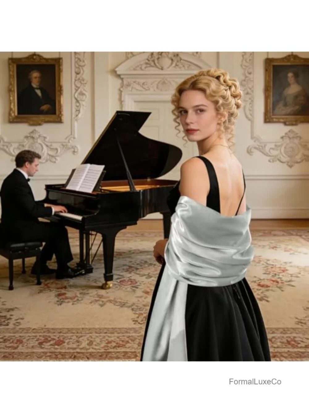 Satin Wrap Shawl for Evening Dresses Wedding Guest Formal Event